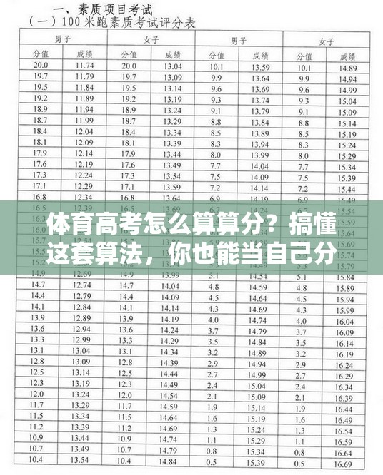 体育高考怎么算算分？搞懂这套算法，你也能当自己分数的裁判